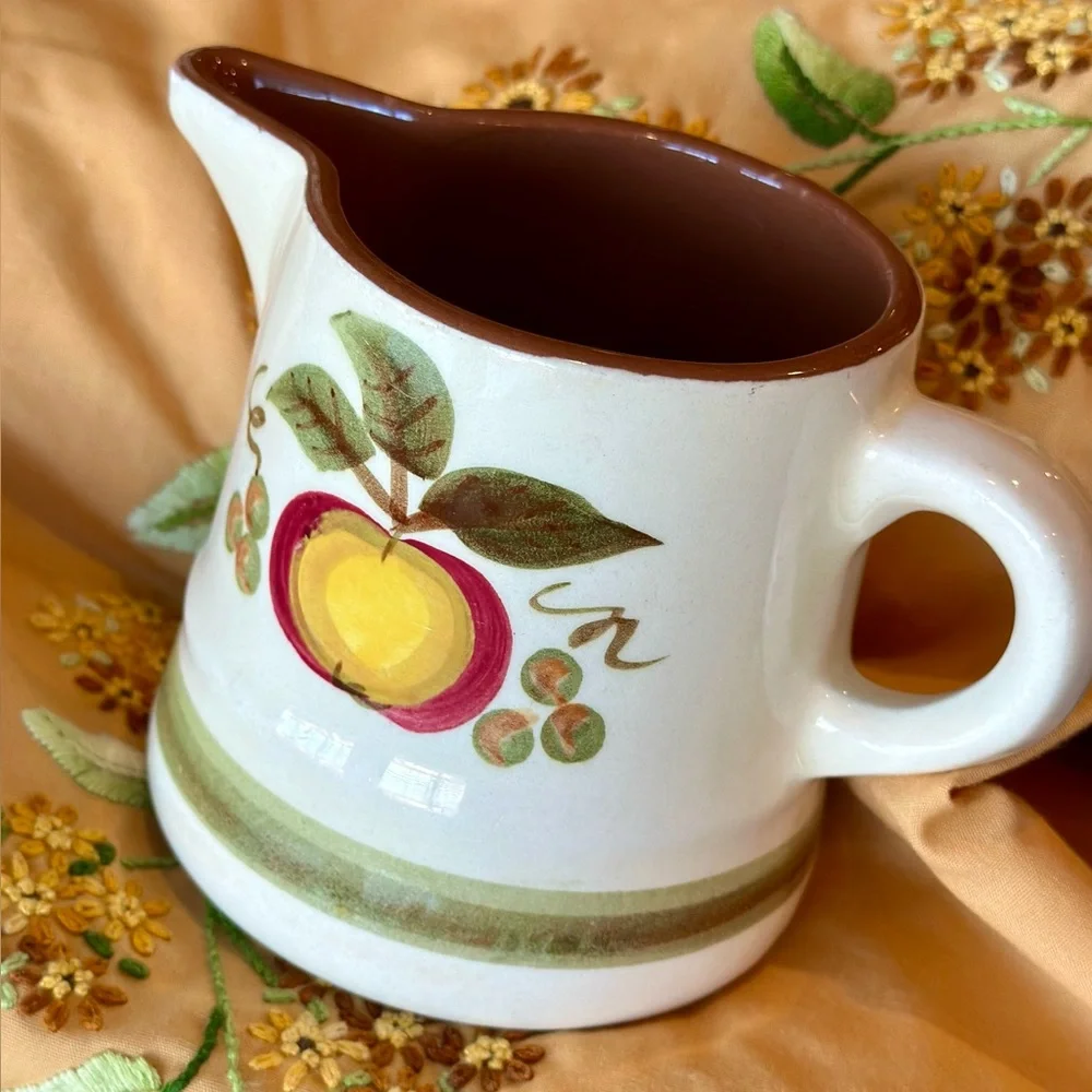 Stangl Apple Delight Hand Painted 5 inch Retro Ceramic Pitcher